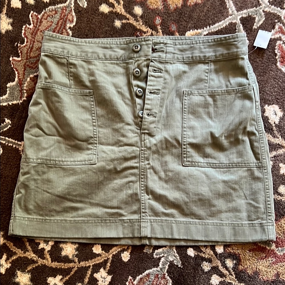 Casual Olive Button-Down Mini Skirt